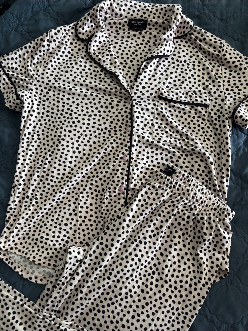 kate spade Pink and Black Leopard  Dot Pajama Set